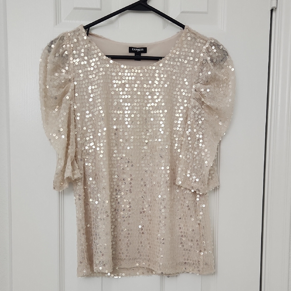 Express Cream Sequin Women's Top